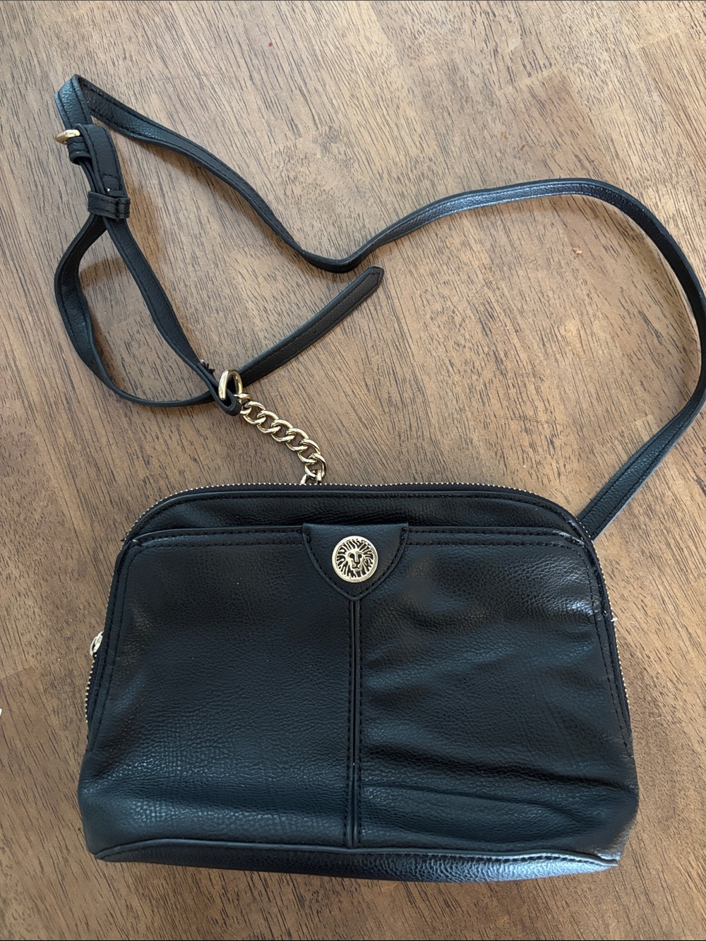 Anne Klein Crossbody Black & Gold Chain Purse